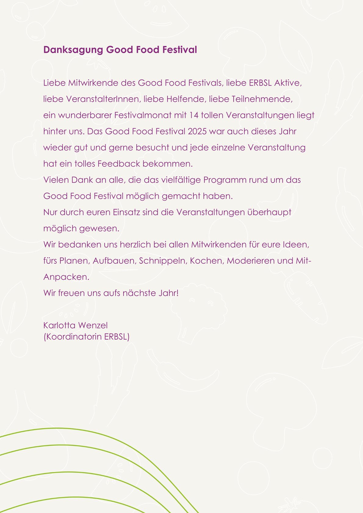 Danksagung Good Food Festival&nbsp;2025
